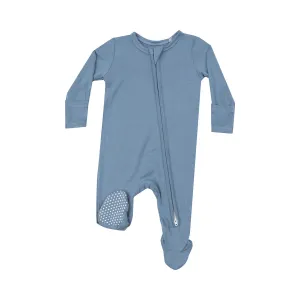 Zipper Footie | Faded Denim