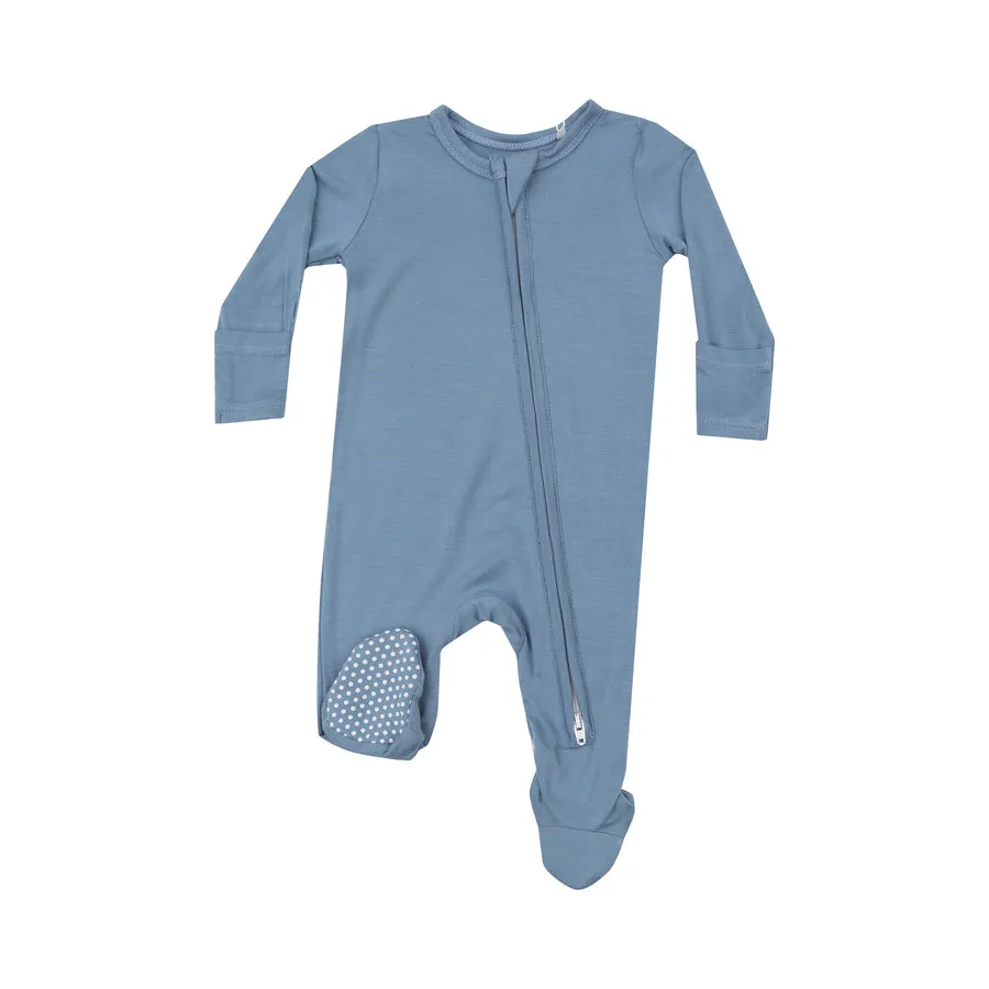 Zipper Footie | Faded Denim