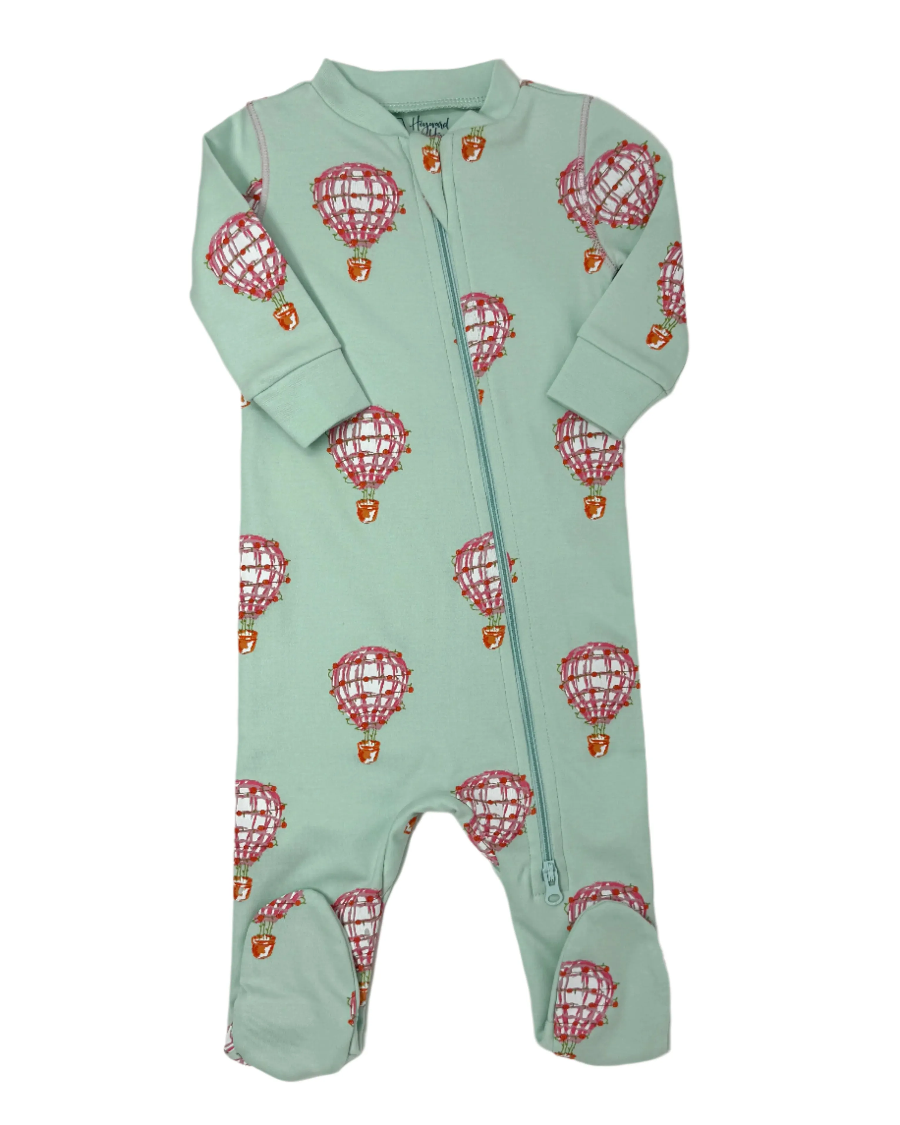 Zipper Footie - Pink Hot Air Balloon