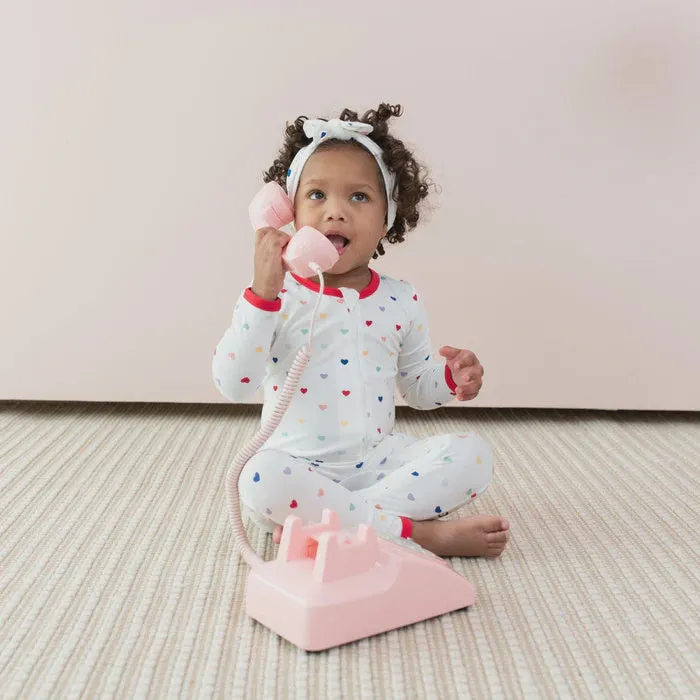 Zippered Romper in Cloud Rainbow Heart